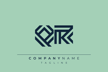 QR minimal line logo. Letter Q and R vector line logo design.
