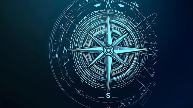 Exploration of a luminous compass design highlighting navigation and direction