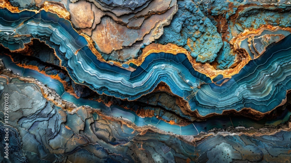 Aufkleber natural agate stone displays harmonious blue and earthy tones formed through geological processes ov