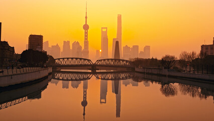 Sunrise Aerial Photography of Shanghai, China