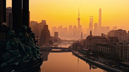 Sunrise Aerial Photography of Shanghai, China