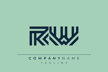 RW minimal line logo. Letter R and W vector line logo design.