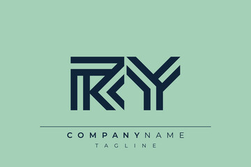 RY minimal line logo. Letter R and Y vector line logo design.