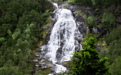 Flesefossen, waterfall in Norway.
