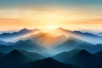 A majestic mountain range at dawn. Generative AI