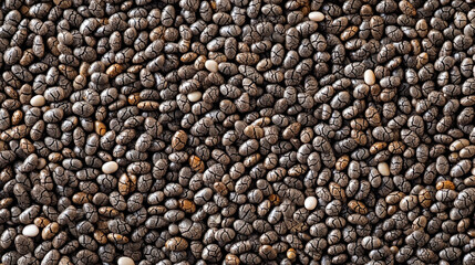 A textured background filled with chia seeds viewed from above