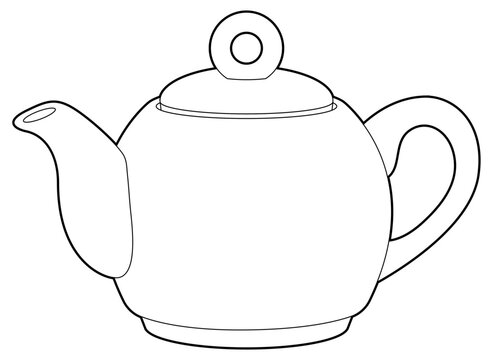 recommend clip art: Teapot. Ceramic teapot for tea. Coloring page. Black outline.	