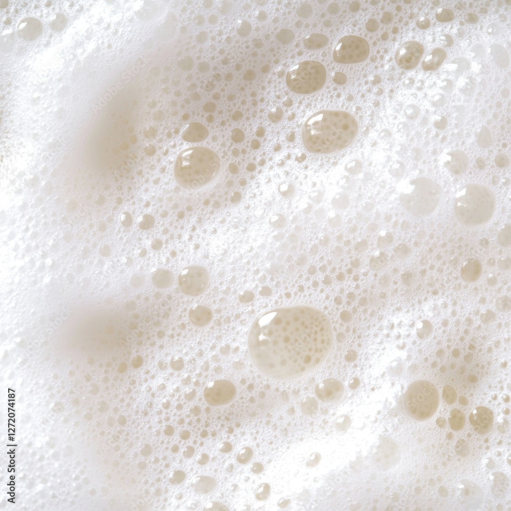 Poster lush soap foam creates a dreamy landscape, with tiny bubbles clustering together in a gentle embrace