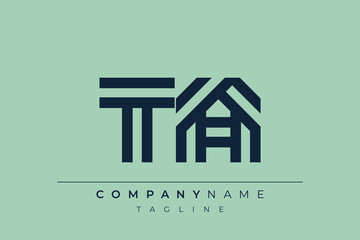TA minimal line logo. Letter T and A vector line logo design.