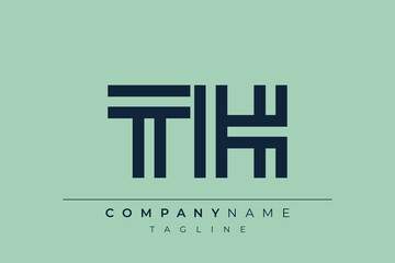 TH minimal line logo. Letter T and H vector line logo design.