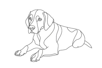 Fototapeta premium Continuous one line drawing of dog.