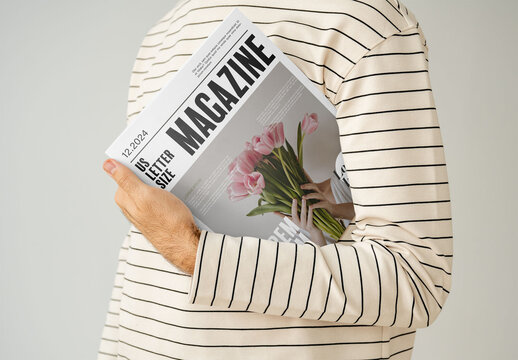 Mockup Of Man With Customized Magazine