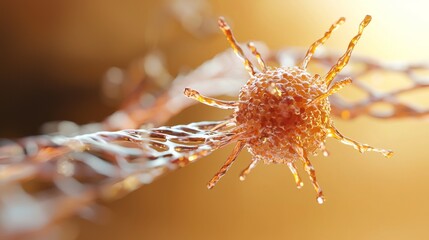 A 3D rendering illustrates the concept of DNA strands in cancer cell oncology research