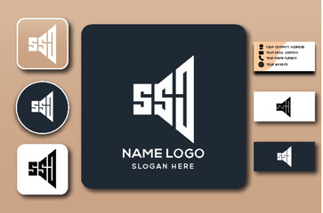 SSO logo design mockup with business card and app icon.