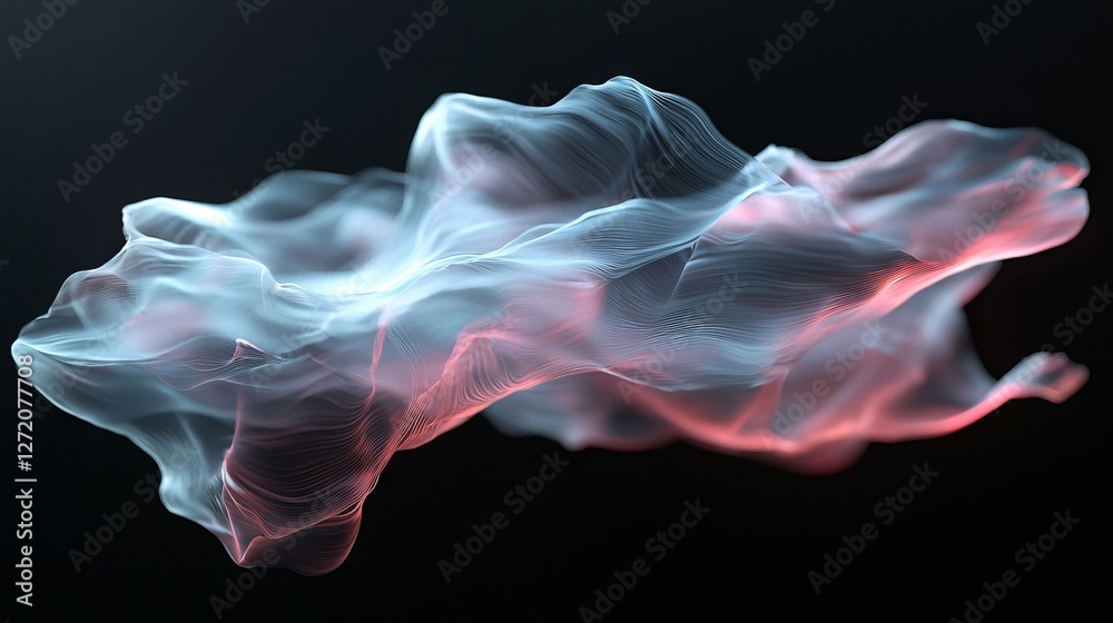 Poster the image depicts an imitation abstract wave on a dark background, incorporating network design with