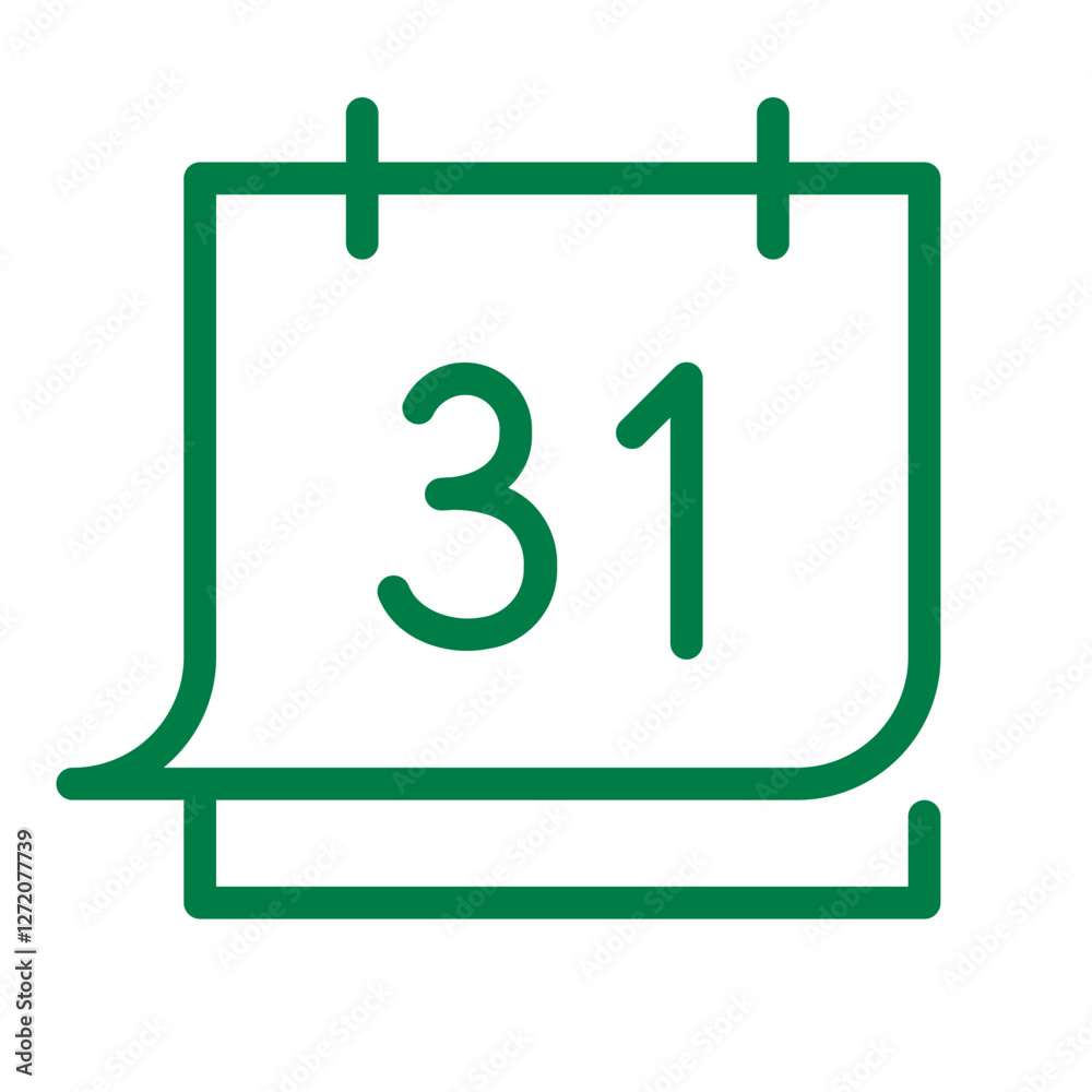 Poster calendar icon representing the date 31 in a simple line design for scheduling and planning activitie