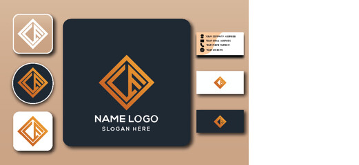 Elegant logo and business card design mockup with a modern aesthetic.