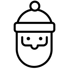Line icon vector illustration of a smiling Santa Claus with a beanie for festive designs and holiday themes