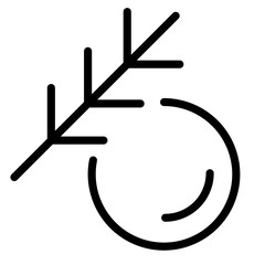 Line icon vector illustration depicting a circular shape with a sprig, symbolizing growth and nature