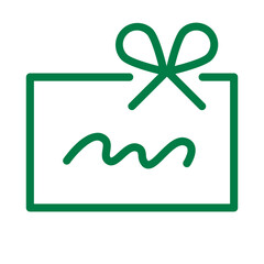 Gift card line icon vector illustration showcasing a wrapped present with a bow and a curved line design