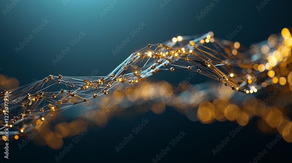 Poster an abstract digital network connection is depicted in a 3d rendering with a blue background