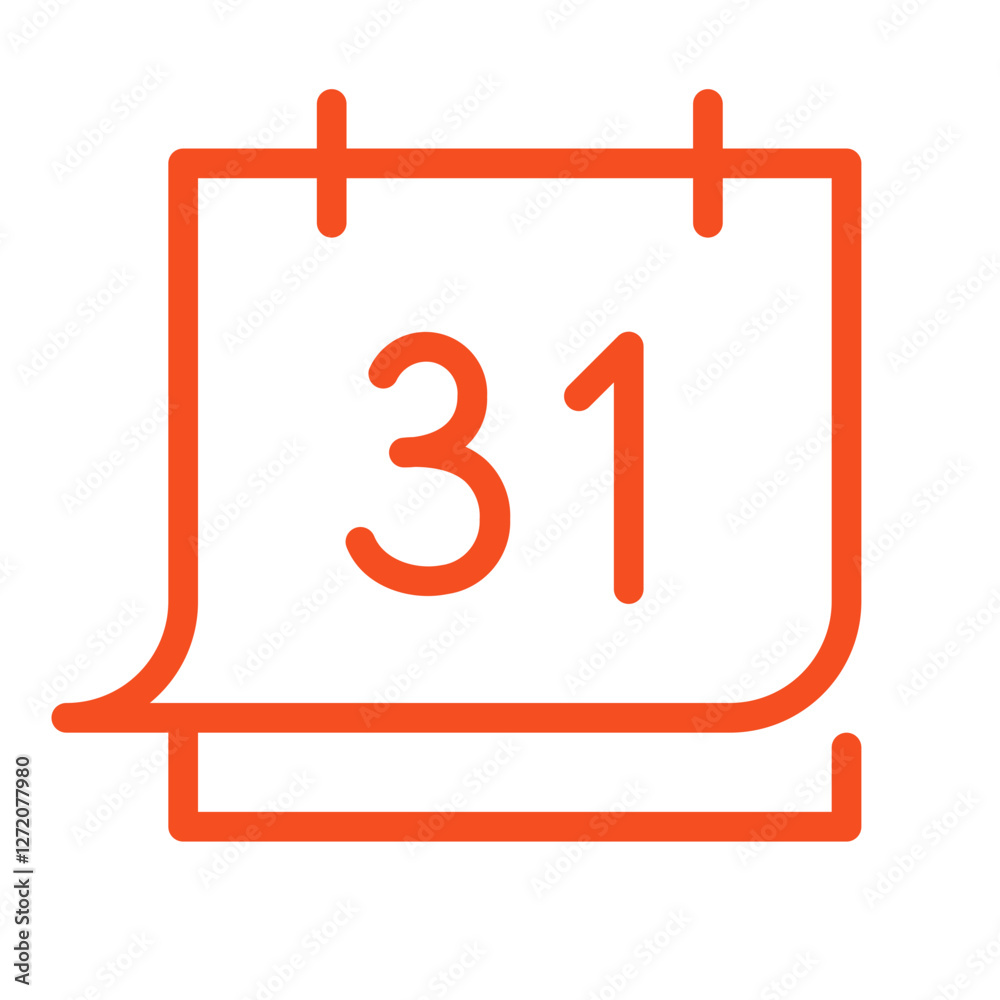 Poster Line icon representing a calendar page displaying the date 31 in a bold, easy-to-read style with a modern design