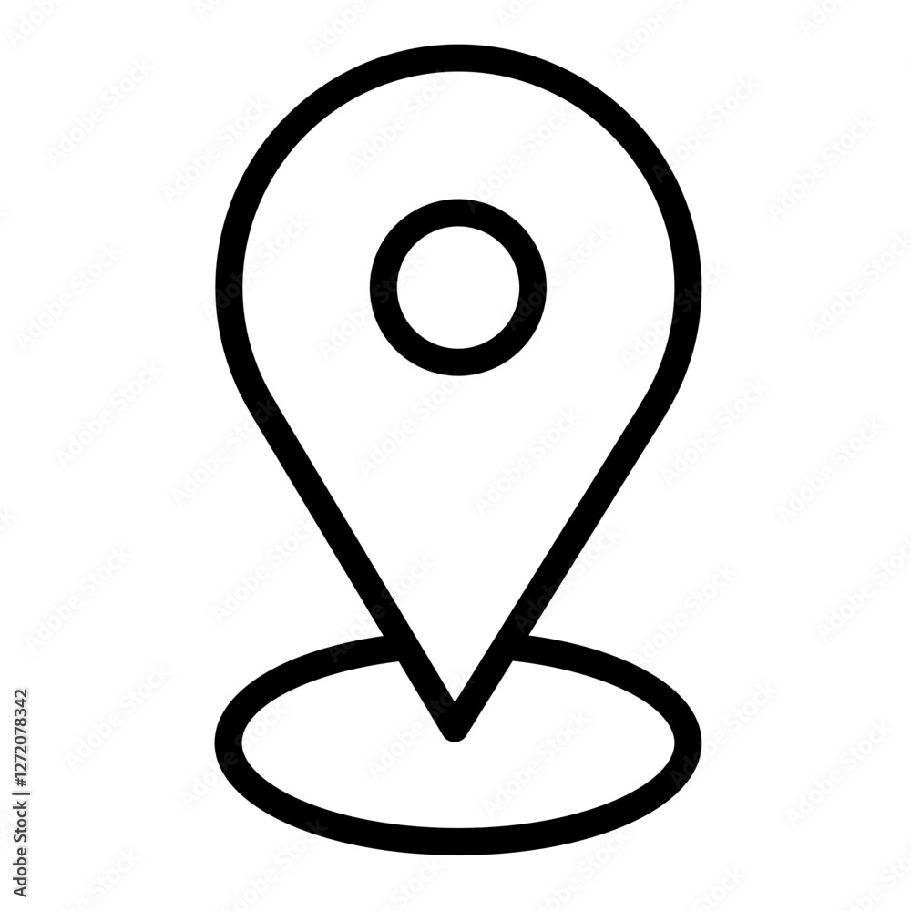 Poster location pin icon in a minimalistic style for navigation and mapping applications