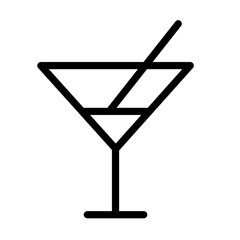 Line icon of a cocktail glass with a straw representing drinks and leisure activities at a bar or party