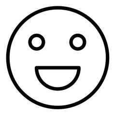 Simple line icon depicting a smiling face expressing happiness and positivity through a minimalist design