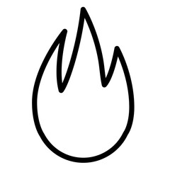 Flame icon in a simple line art style suitable for various design projects and presentations