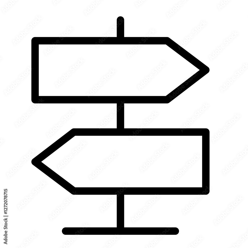 Poster line icon vector illustration of directional signposts indicating multiple pathways and choices for 