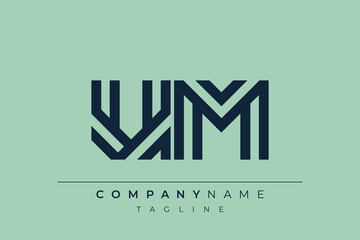 Obraz premium UM minimal line logo. Letter U and M vector line logo design.