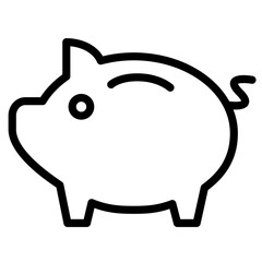 Stylized piggy bank line icon illustration representing savings and financial planning in a minimalistic design