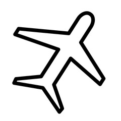 Line icon illustration of an airplane, representing air travel and transportation in a minimalist style for various design applications