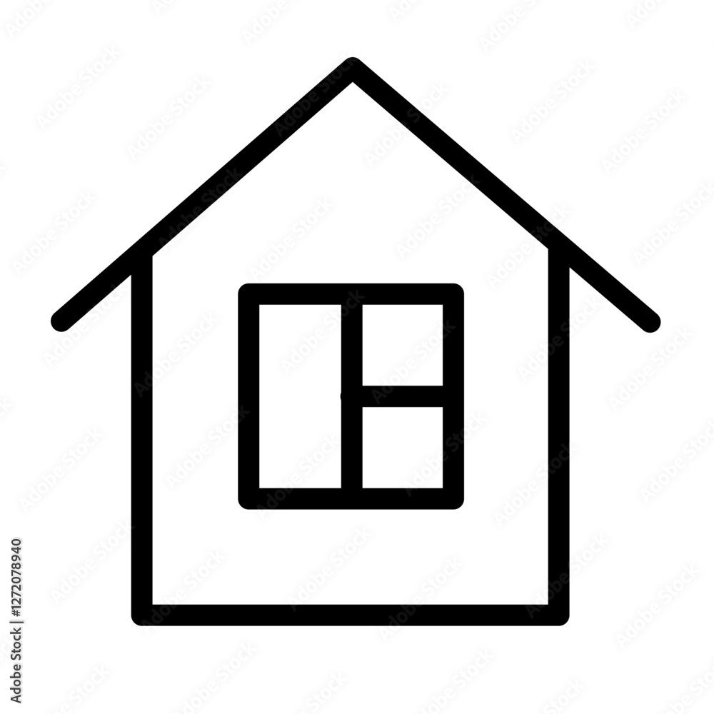 Poster simple line icon representing a house with a window in vector format suitable for various design pro