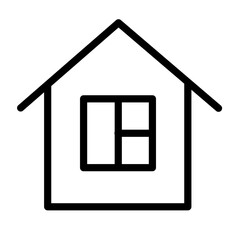 Simple line icon representing a house with a window in vector format suitable for various design projects