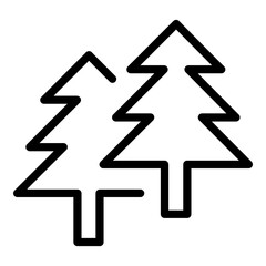 Line icon vector illustration of two pine trees in a simple and clean design captured in a minimalist style