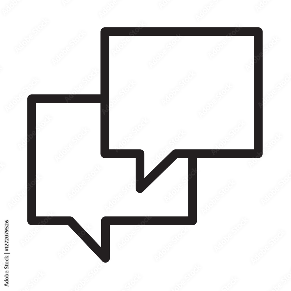 Poster line icon vector illustration of two speech bubbles representing communication and dialogue in a sim