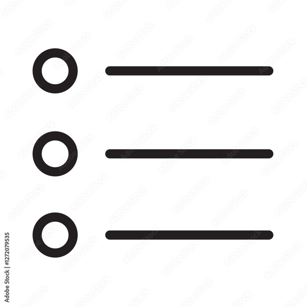 Poster line icon illustration depicting a checklist or to-do list with circles and horizontal lines for tas