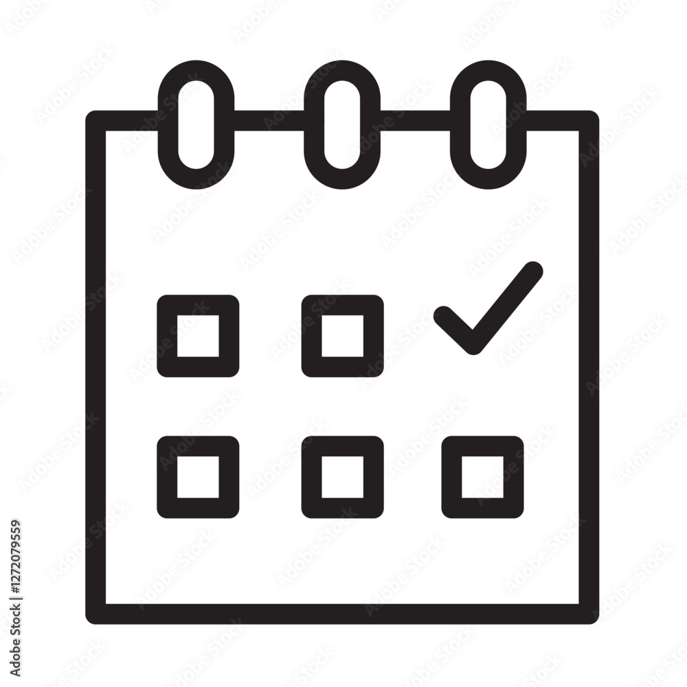 Poster calendar symbol representing planning and organization in a minimalistic design style with checkboxe