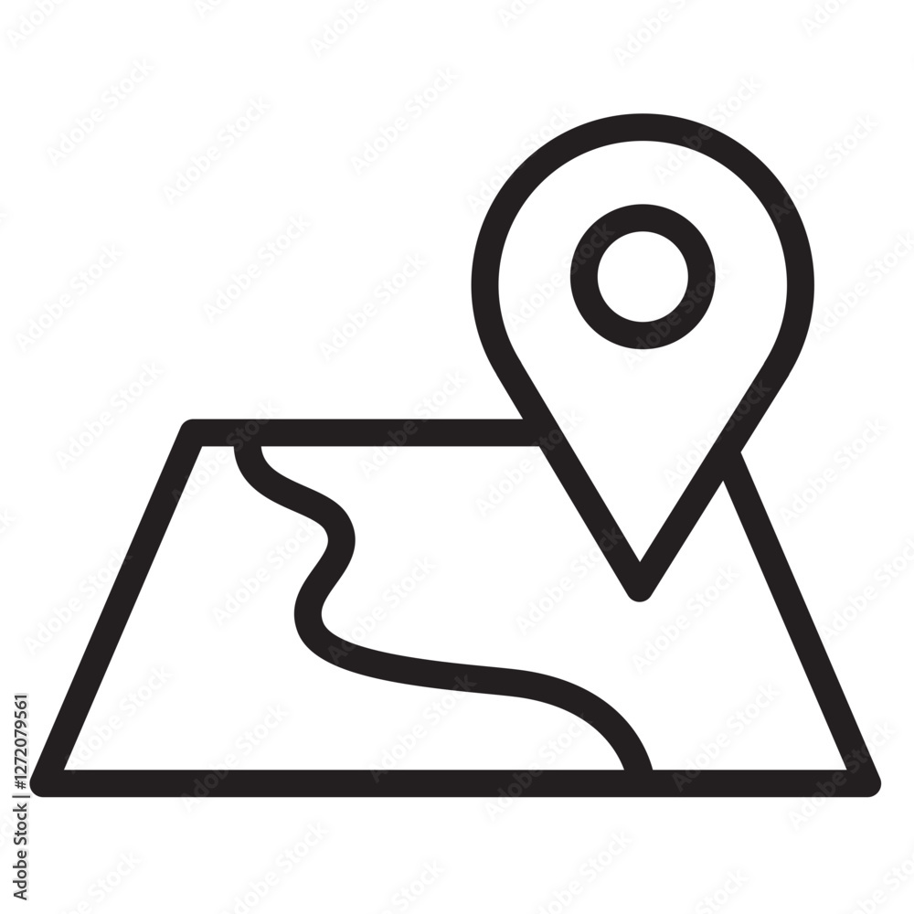 Poster line icon vector illustration depicting a location marker on a map representing navigation and explo