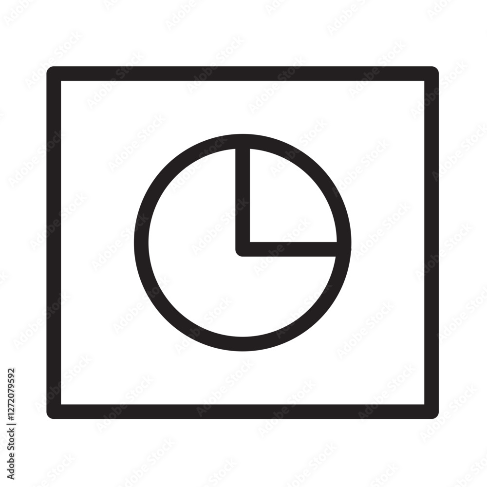 Poster line icon vector illustration of a pie chart in a square frame suitable for various design projects 