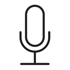 Line icon vector illustration of a microphone symbol representing audio recording or sound production activity