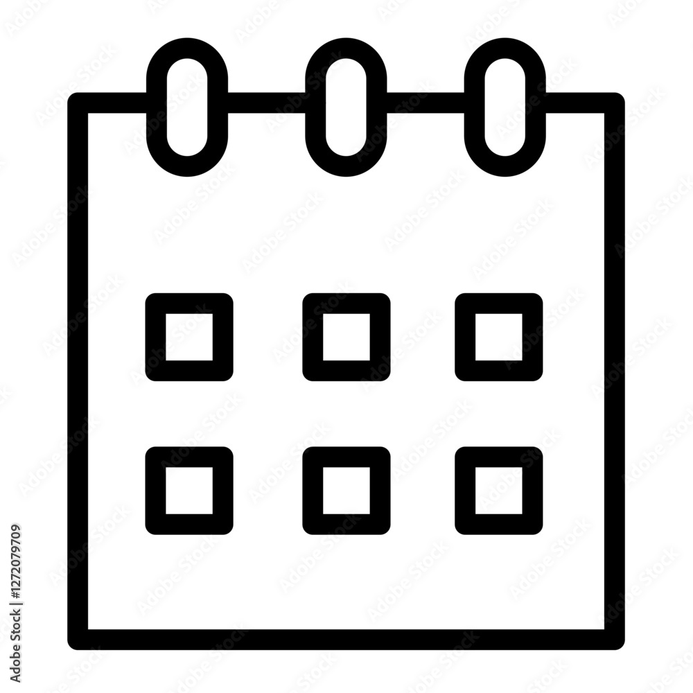 Poster simple line icon representing a calendar layout with square date boxes for planning and organization
