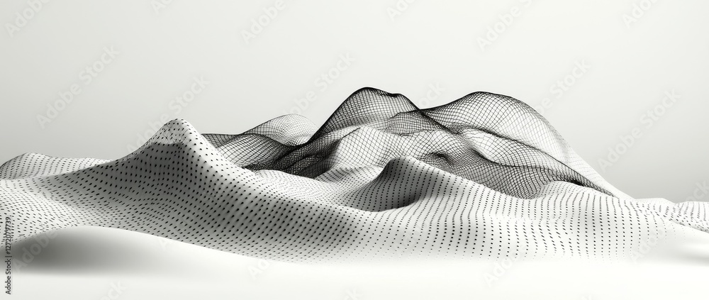Poster A futuristic abstract wave represents a 3D rendering of big data and network connection structures in a digital background