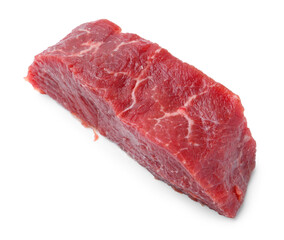 Piece of raw beef meat isolated on white