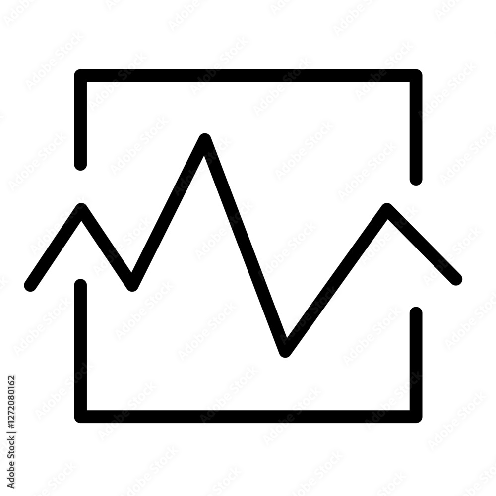 Poster line icon depicting fluctuating data trends in a simplified vector illustration format for informati