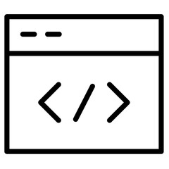Fototapeta premium Line icon vector illustration of a coding window for web development and programming purposes