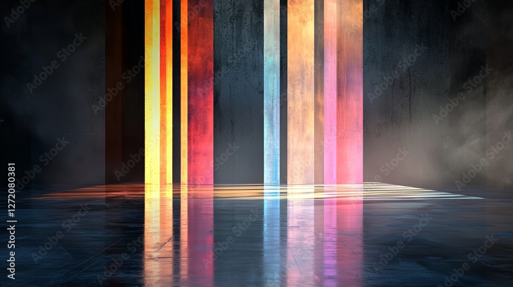 Poster the image features a 3d rendering of an abstract background that showcases a vibrant spectrum of col