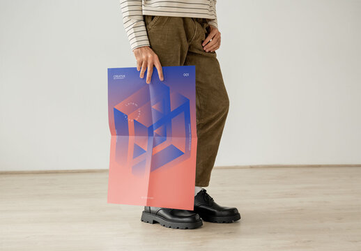 Mockup Of Man With Vertical Customizable A2 Poster